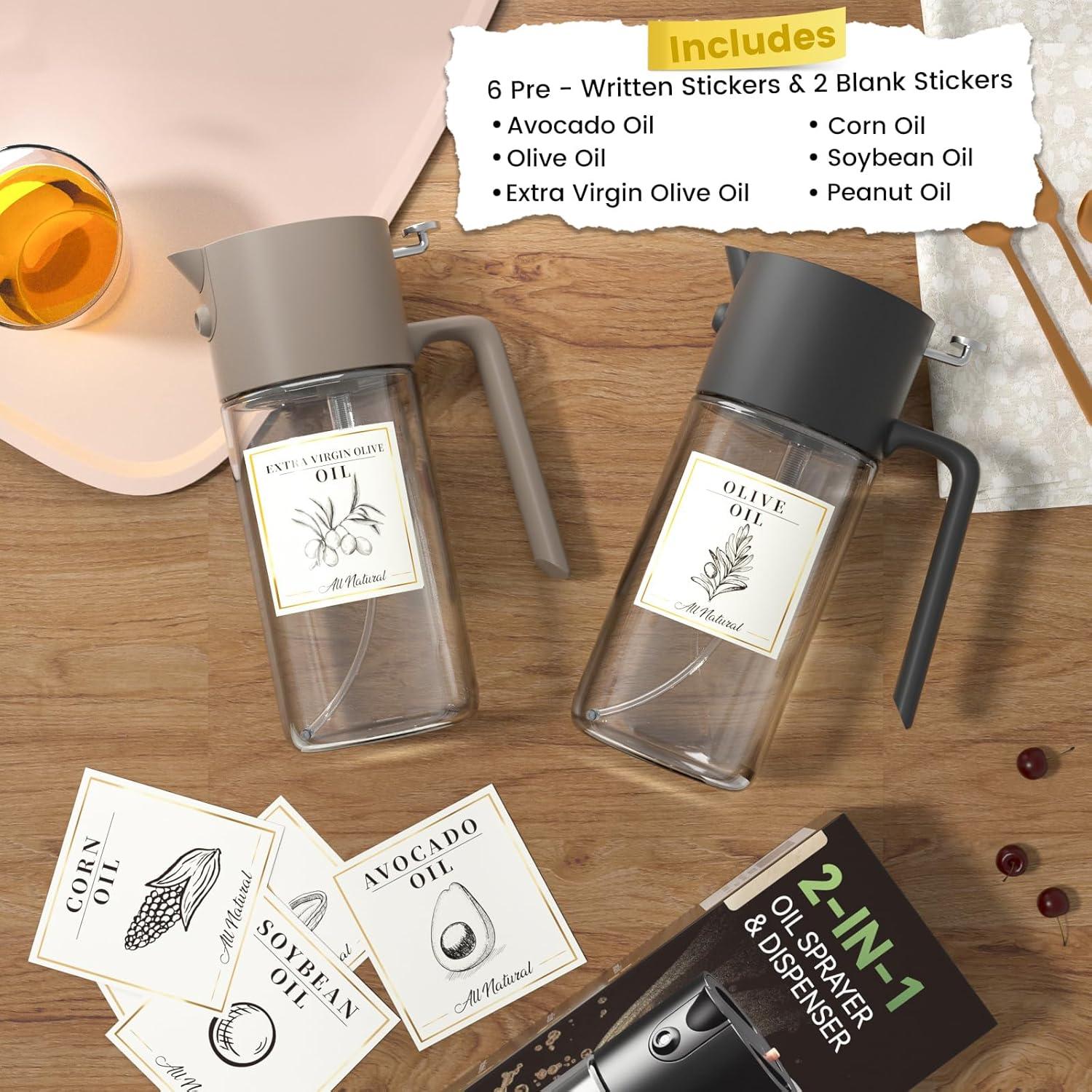 Rociador de Aceite de Oliva Costop 500ml, Botella de Vidrio 2 en 1