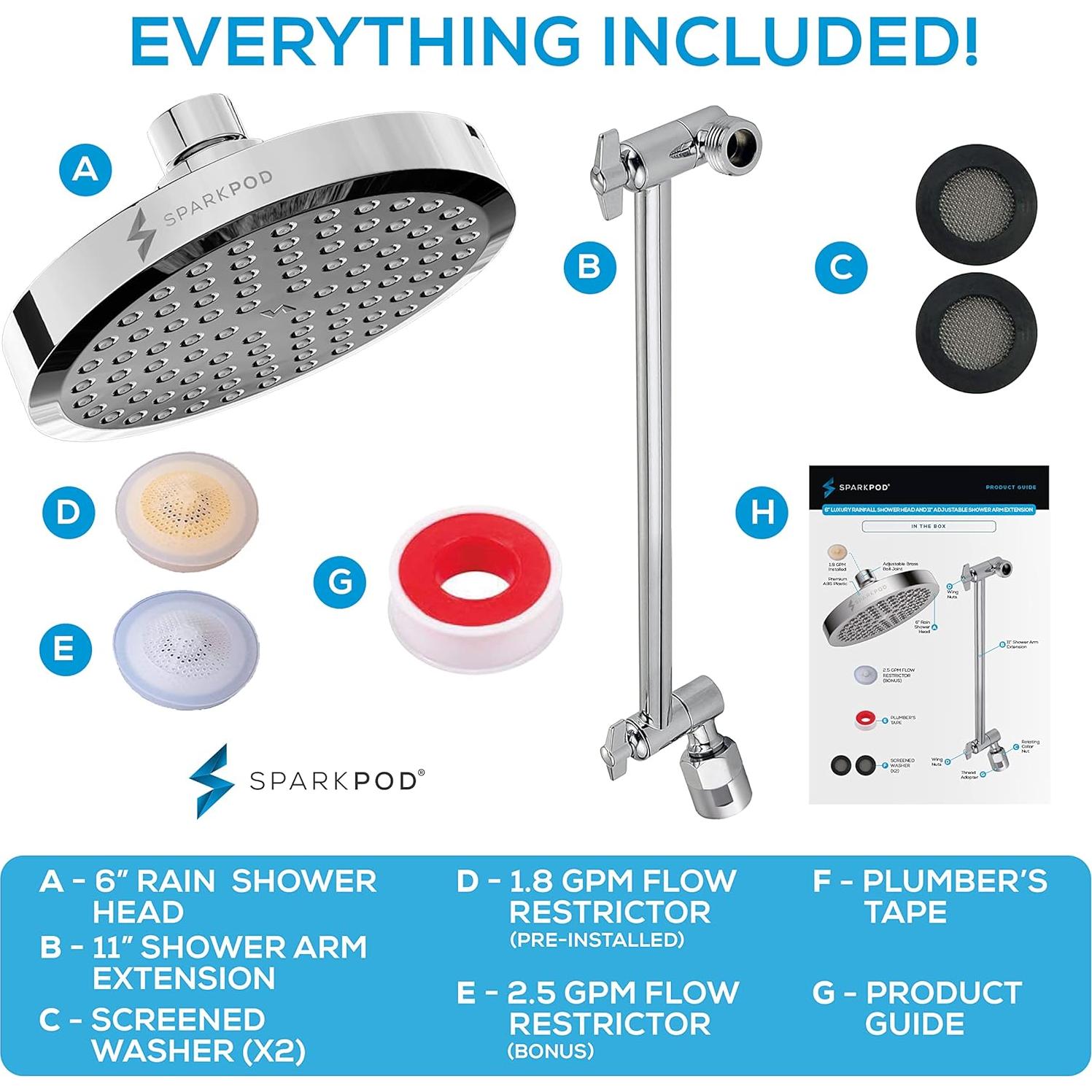 Cabezal de Ducha Redondo SparkPod 6" con Brazo 27.94 cm Cromo