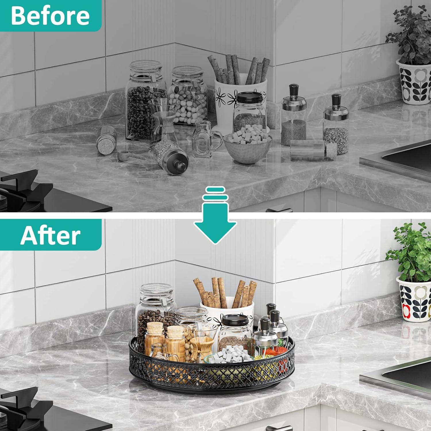 Organizador Giratorio Ovicar Lazy Susan 28 cm Metal Negro