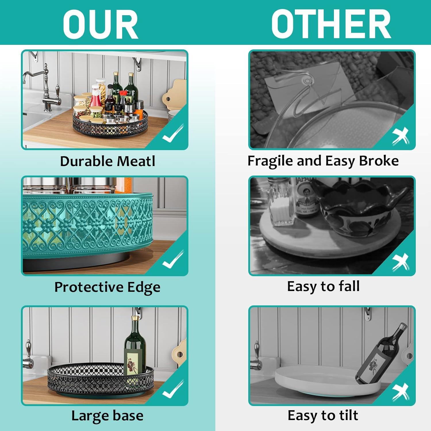 Organizador Giratorio Ovicar Lazy Susan 28 cm Metal Negro