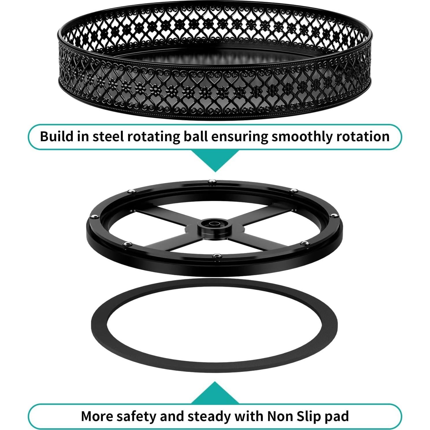 Organizador Giratorio Ovicar Lazy Susan 28 cm Metal Negro