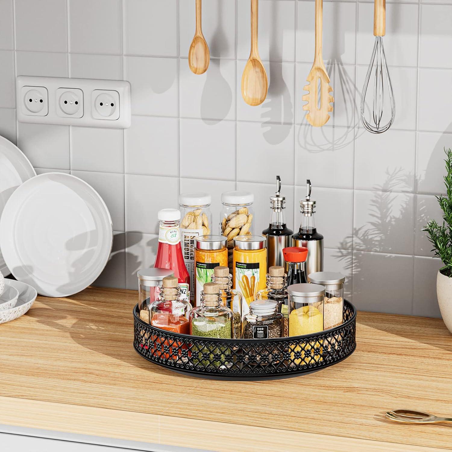 Organizador Giratorio Ovicar Lazy Susan 28 cm Metal Negro