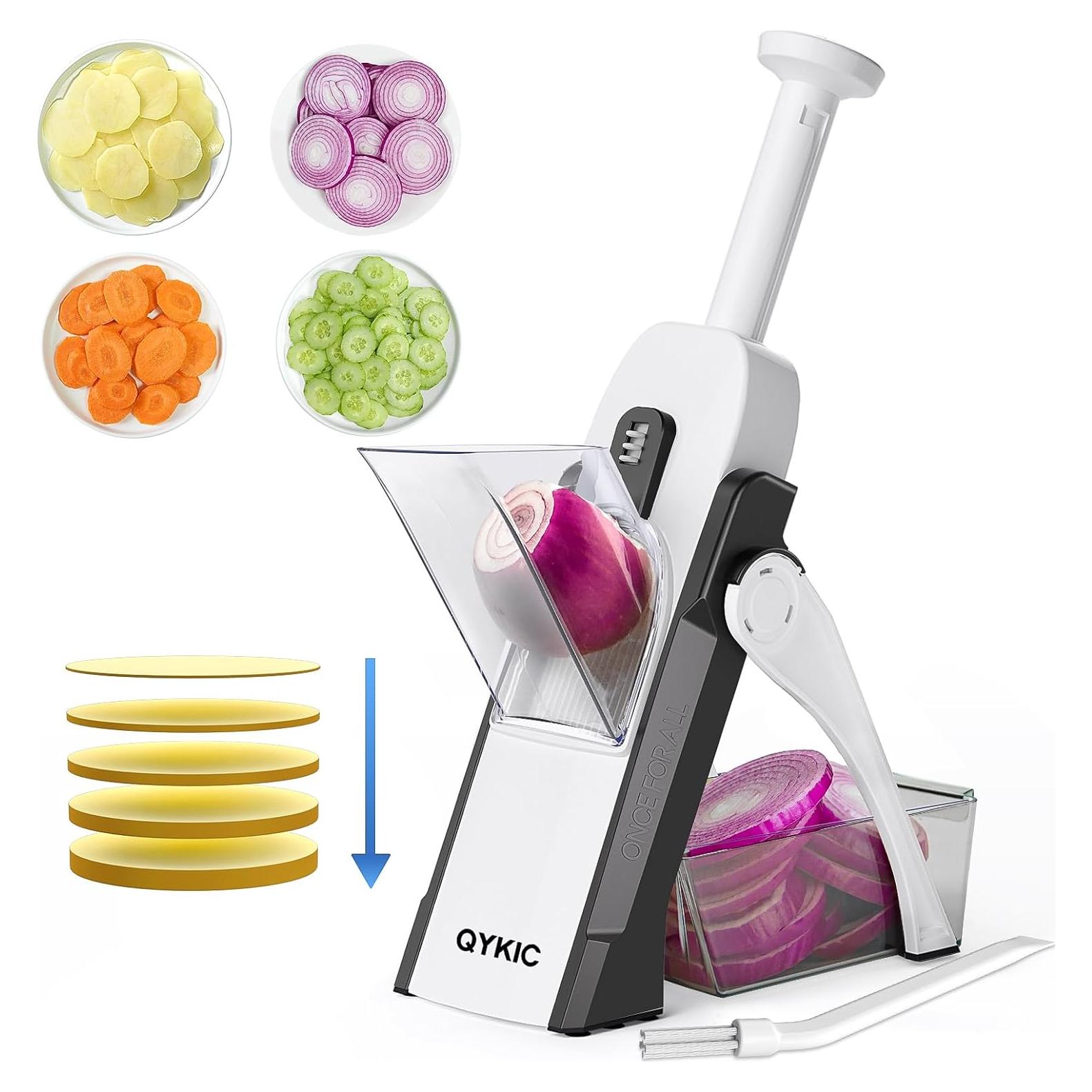 Rebanador Mandolina QYKIC Gris 3 en 1 Ajustable 0.1-8mm