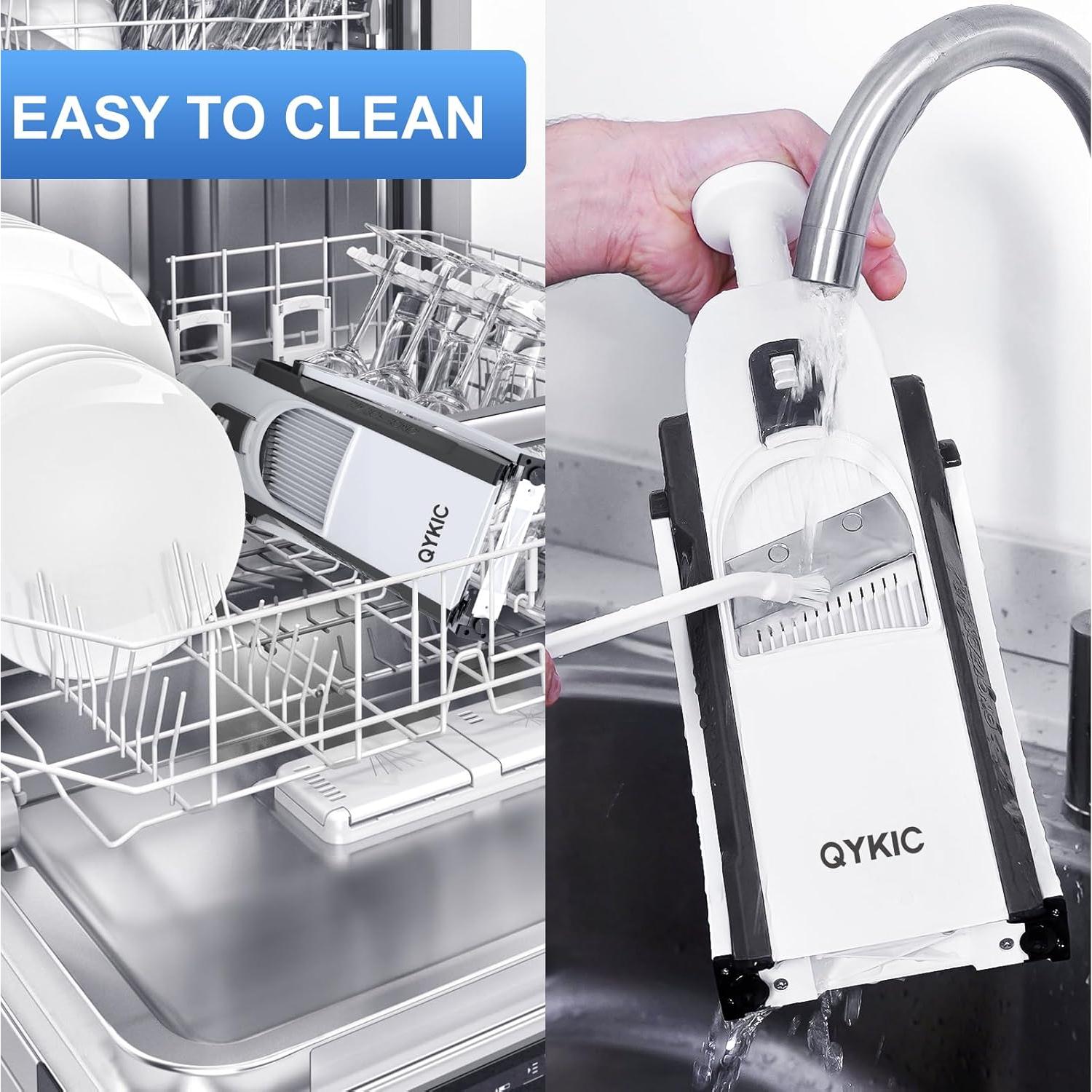 Rebanador Mandolina QYKIC Gris 3 en 1 Ajustable 0.1-8mm