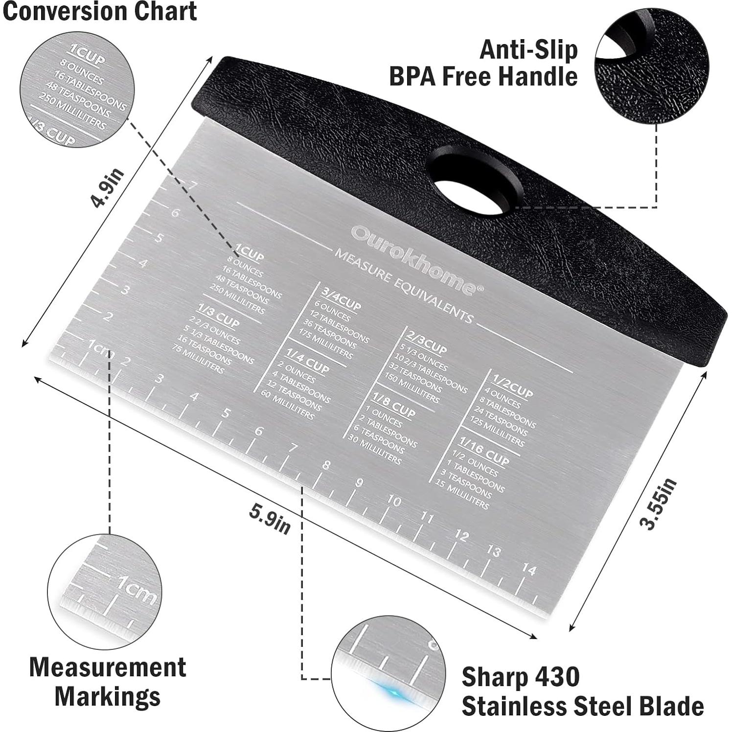 Cortador y Raspador de Masa Ourokhome Acero Inoxidable 15x12.4cm