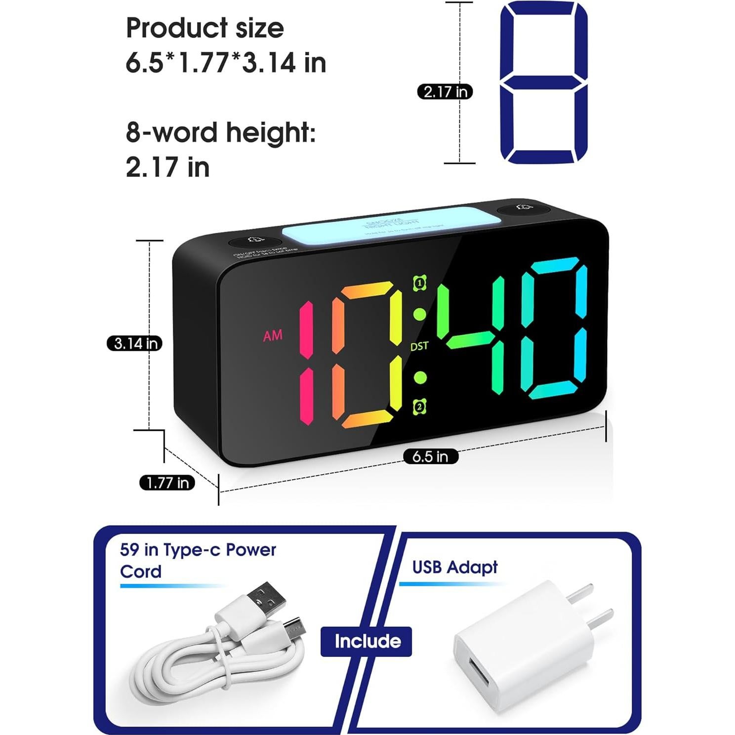 Reloj Despertador Digital Cadmos RGB con Alarma Ruidosa