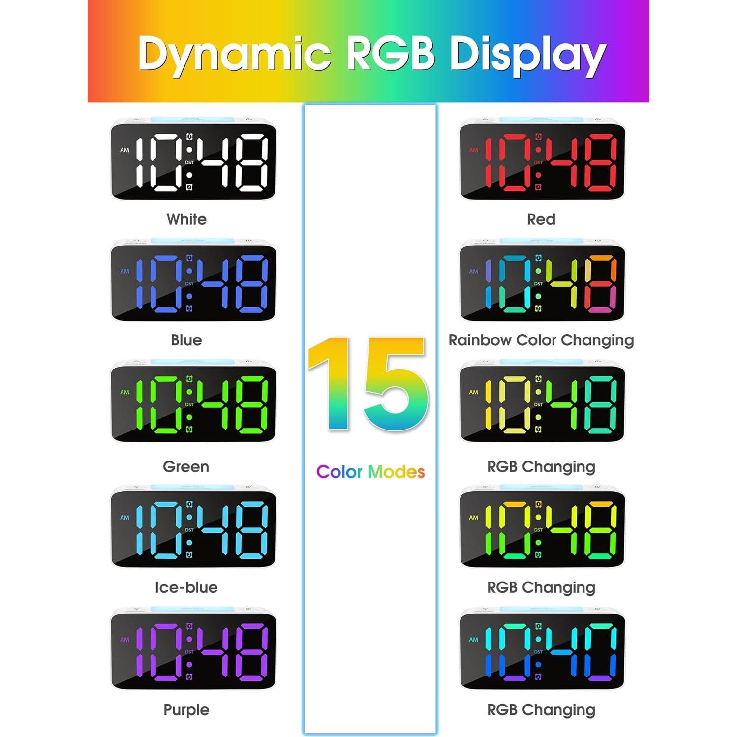 Reloj Despertador Digital Cadmos RGB con Alarma Ruidosa