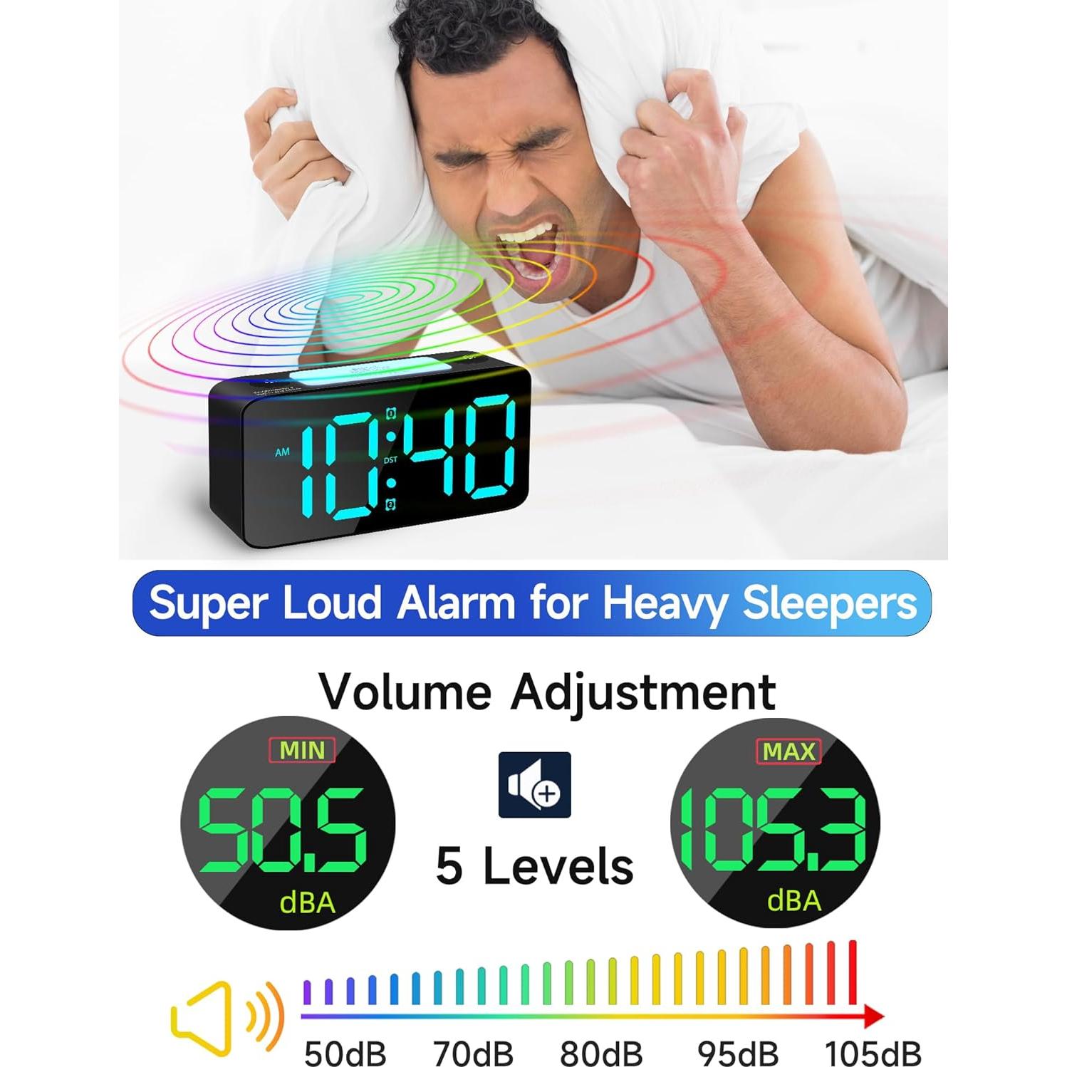 Reloj Despertador Digital Cadmos RGB con Alarma Ruidosa