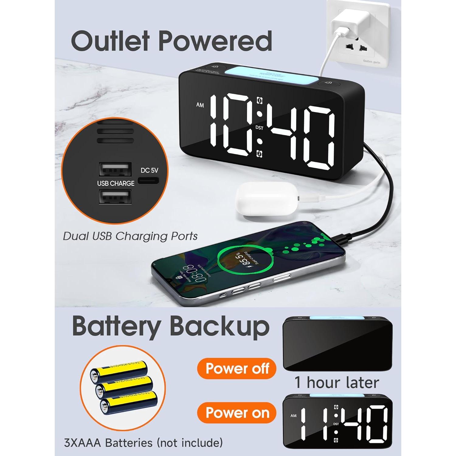 Reloj Despertador Digital Cadmos RGB con Alarma Ruidosa