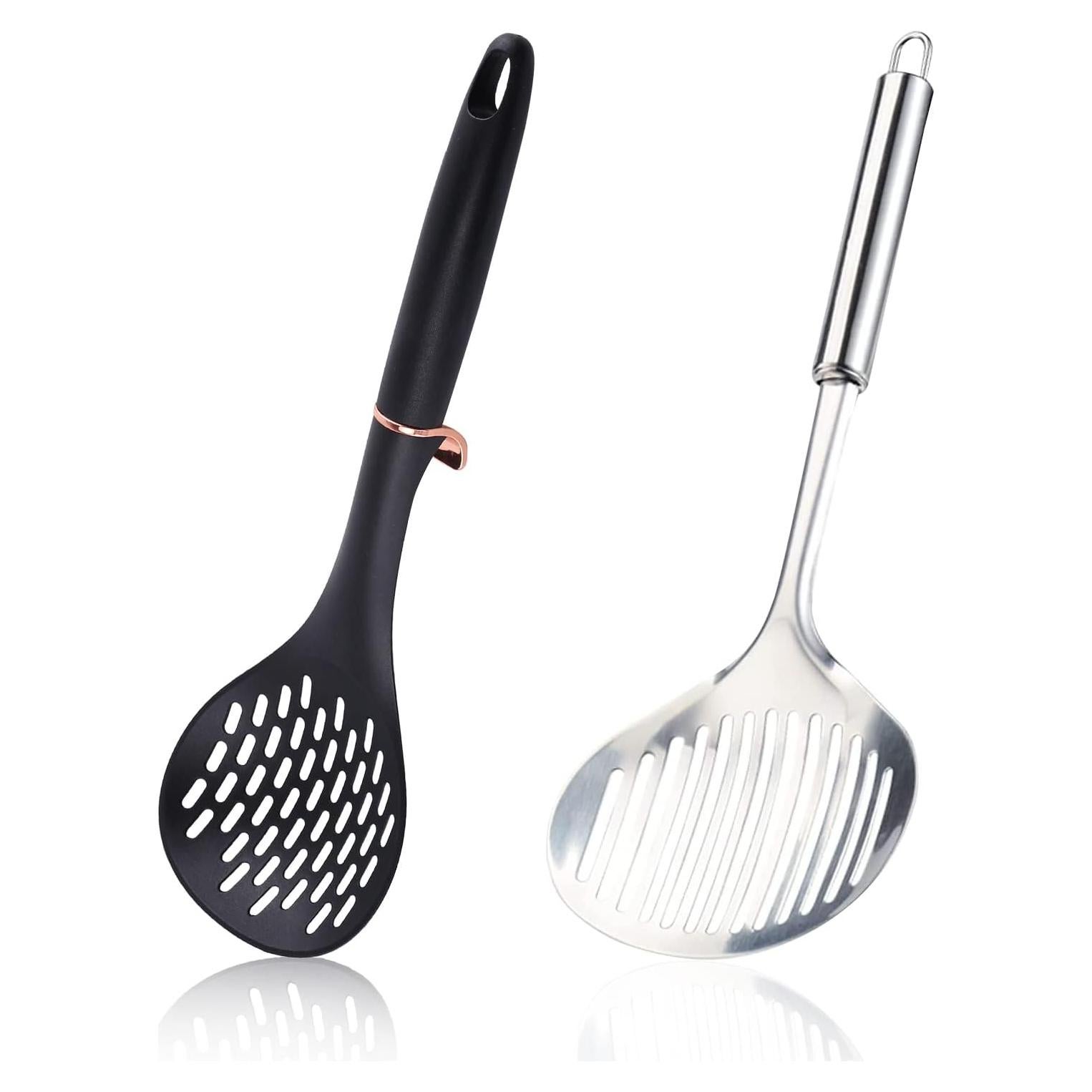 Set de Cucharas Ranuradas TENTA Cocina - Acero Inoxidable y Nylon