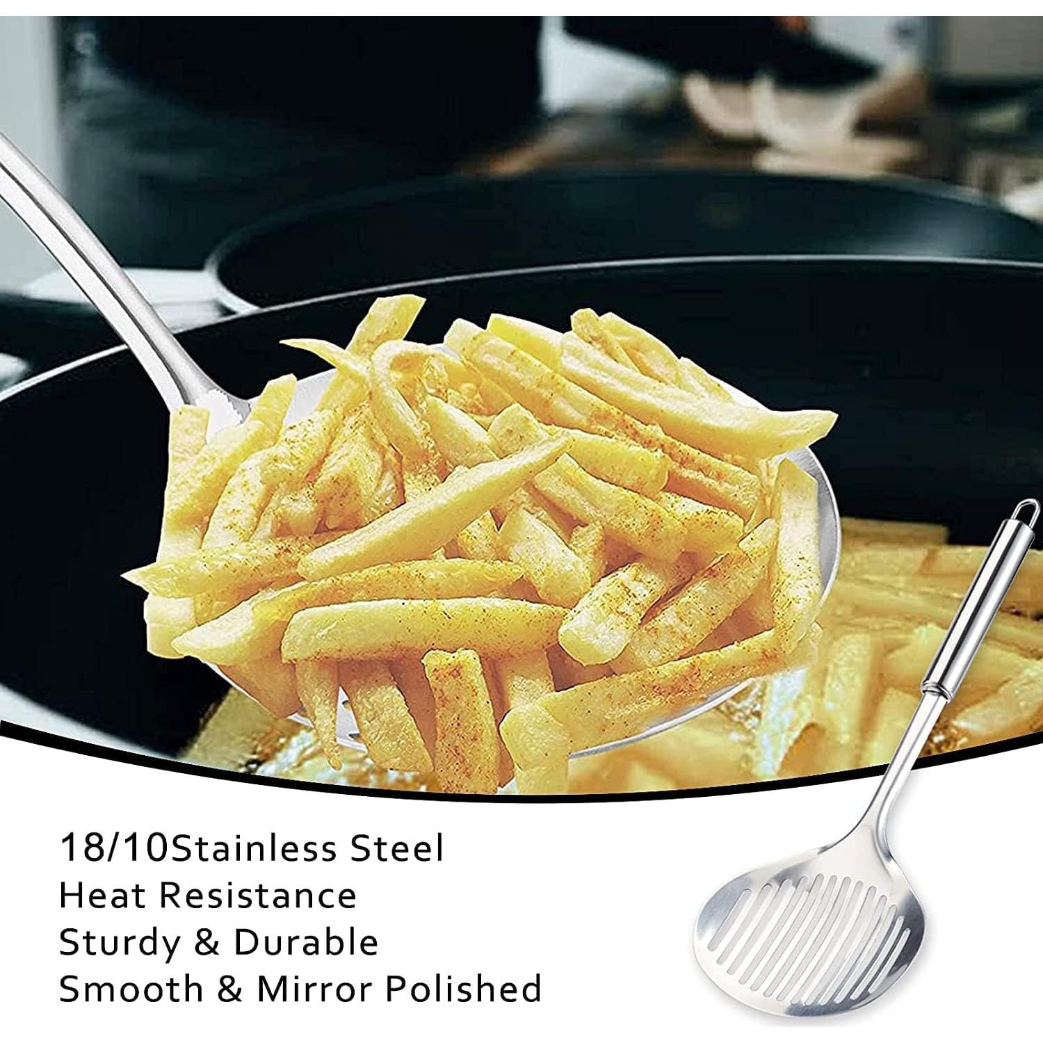 Set de Cucharas Ranuradas TENTA Cocina - Acero Inoxidable y Nylon