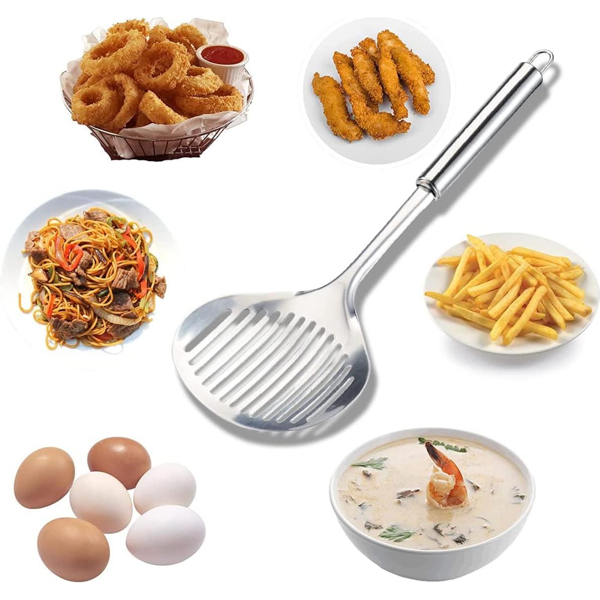 Set de Cucharas Ranuradas TENTA Cocina - Acero Inoxidable y Nylon