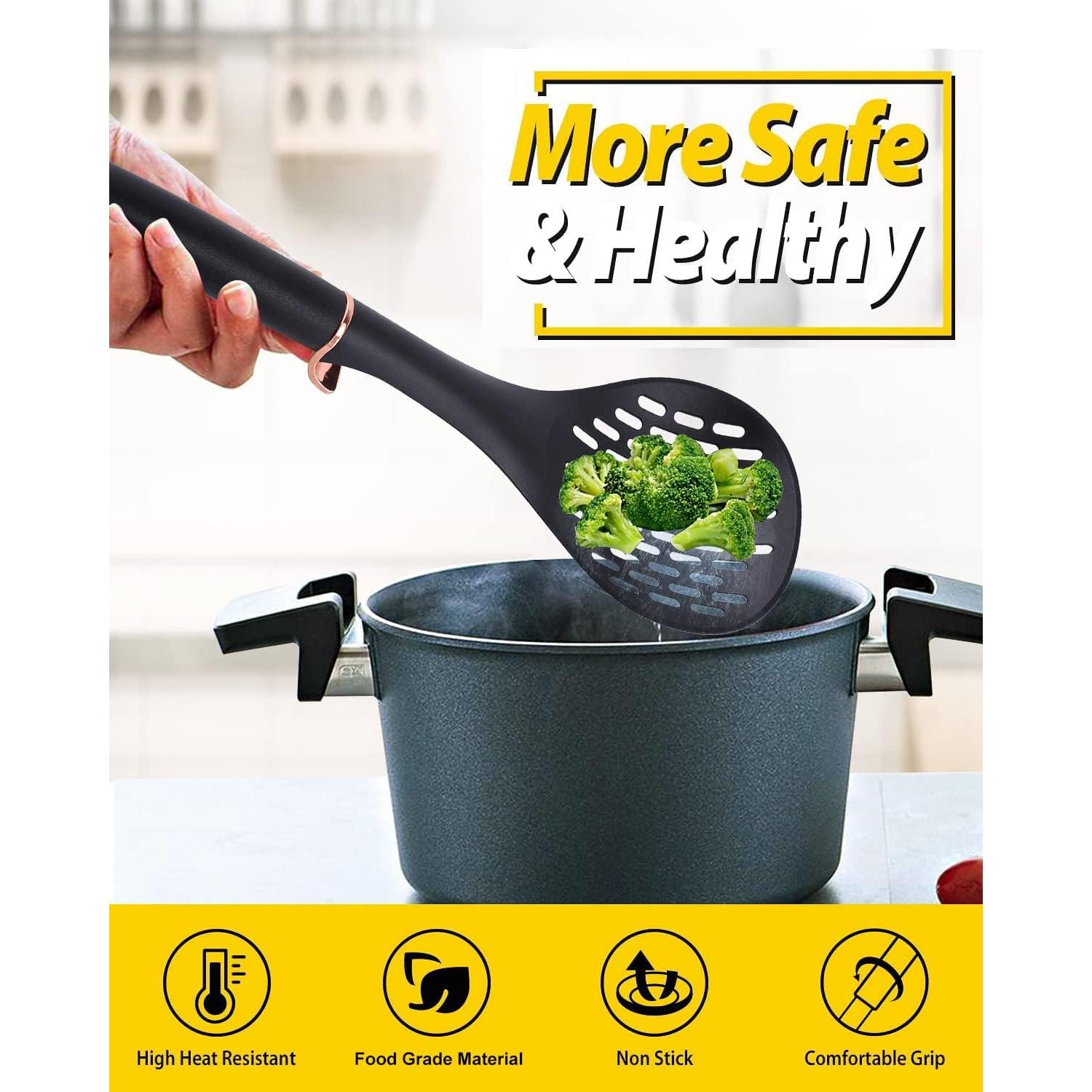 Set de Cucharas Ranuradas TENTA Cocina - Acero Inoxidable y Nylon