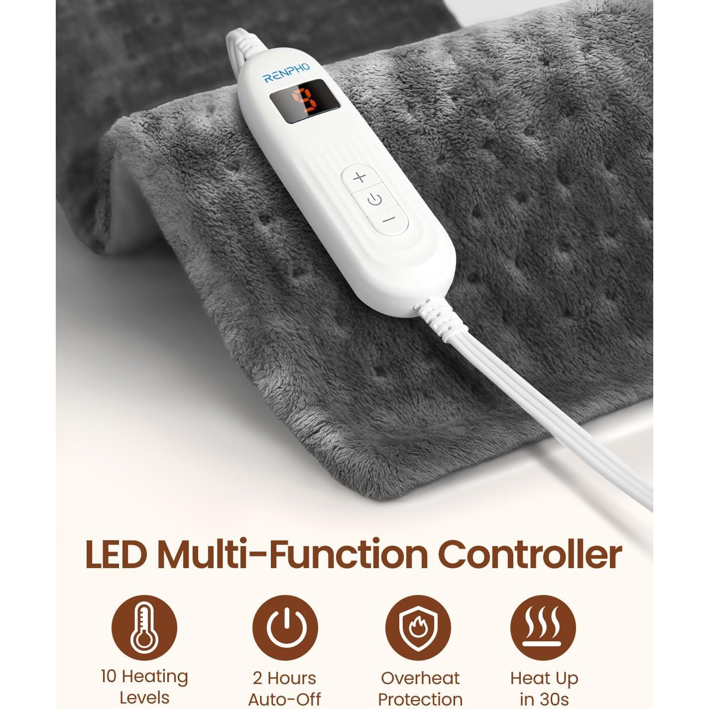 Almohadilla Térmica Eléctrica RENPHO 30.5x61 cm para Alivio de Dolor