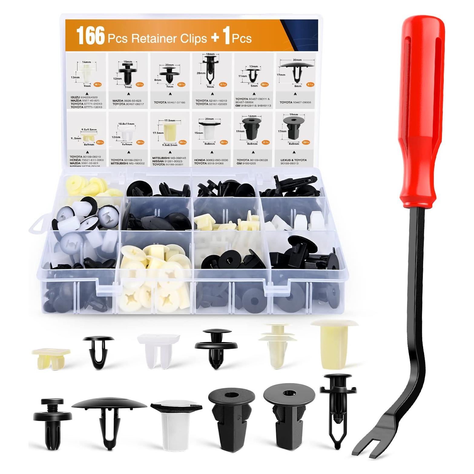 GOOACC 166 Pcs Clips de Retención y Grommets de Tornillo