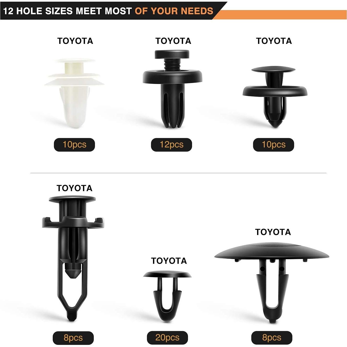 GOOACC 166 Pcs Clips de Retención y Grommets de Tornillo