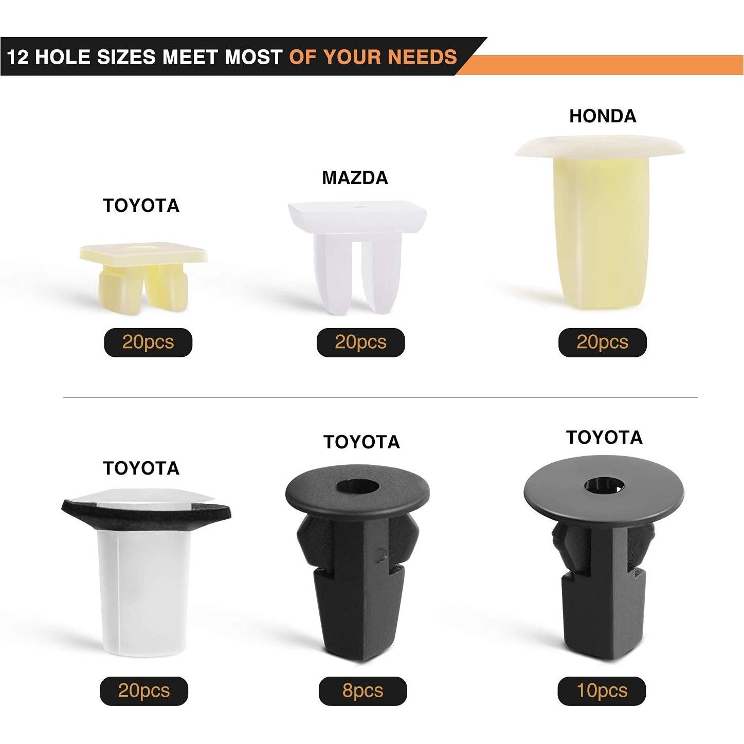 GOOACC 166 Pcs Clips de Retención y Grommets de Tornillo