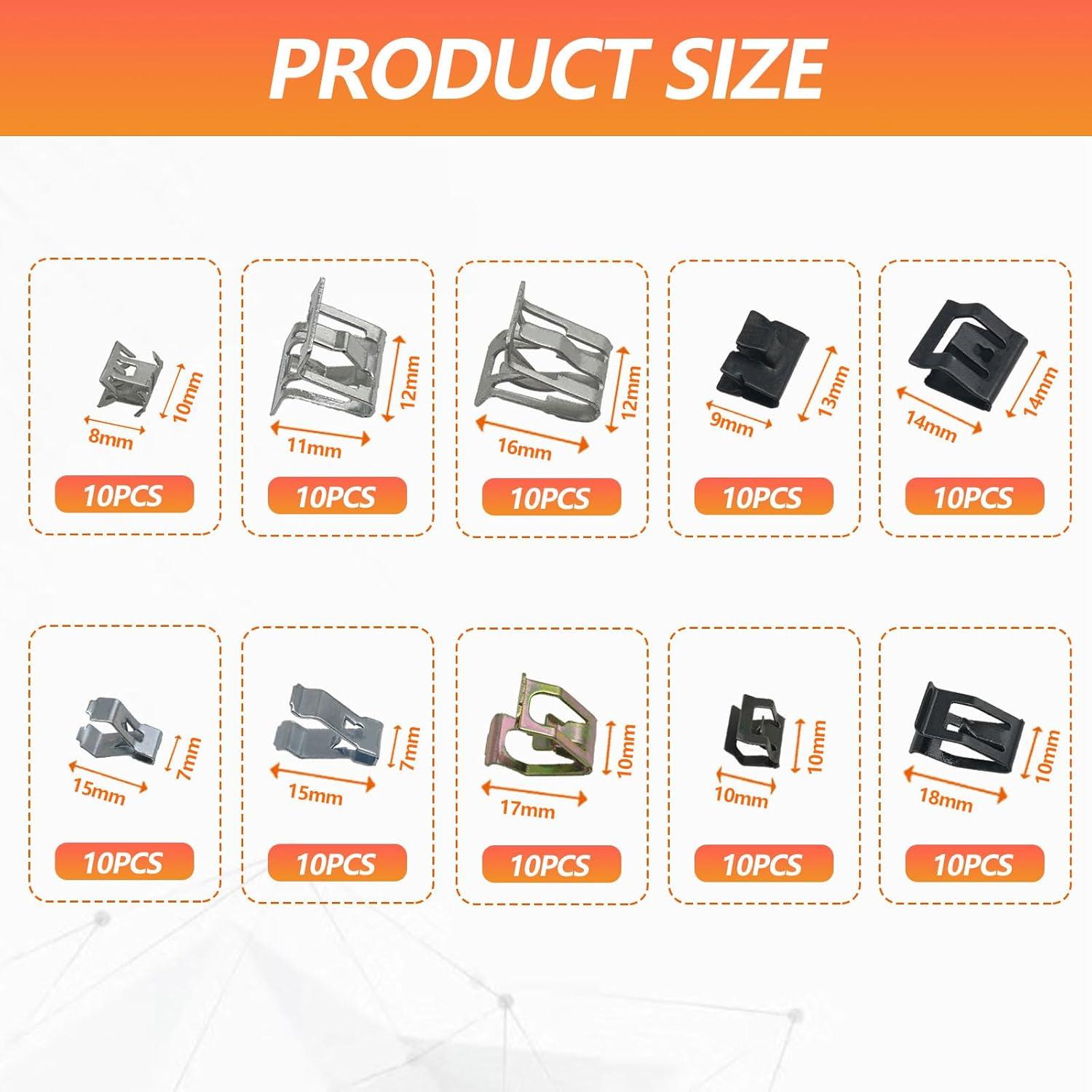 100 Clips U de Metal para Panel de Recorte VW Audi BSAMZO