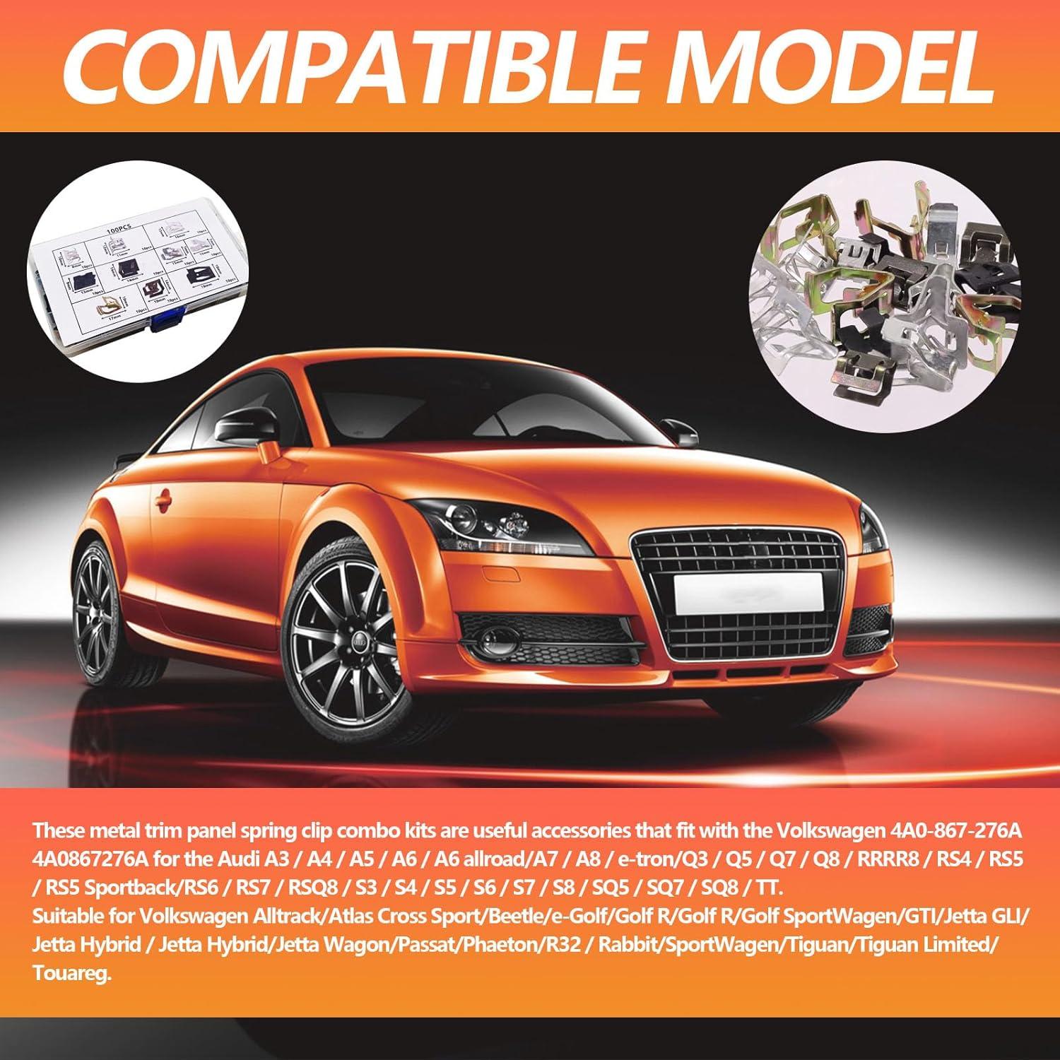 100 Clips U de Metal para Panel de Recorte VW Audi BSAMZO