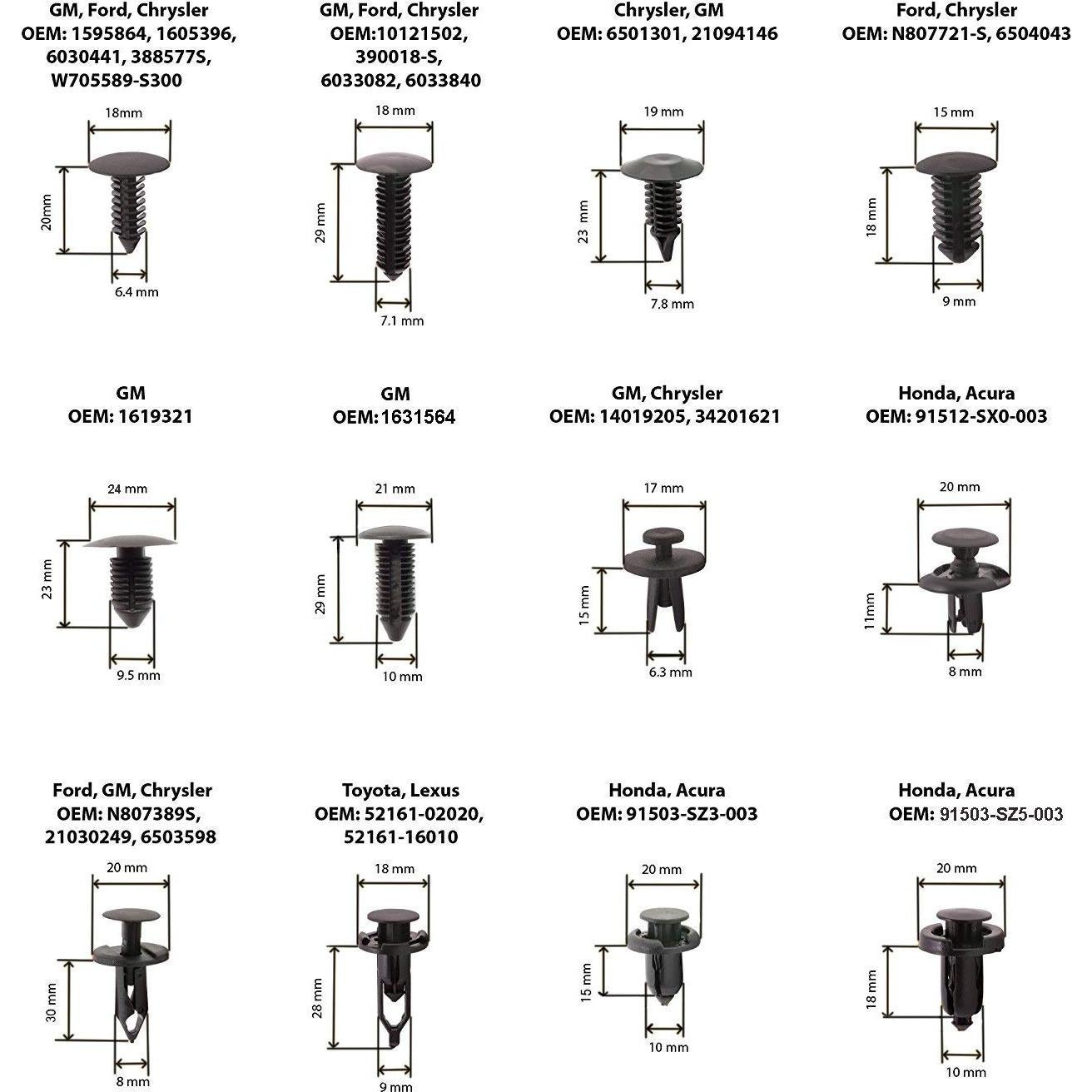 Kit de Sujetadores de Clips de Parachoques 240 Piezas Sunplustrade