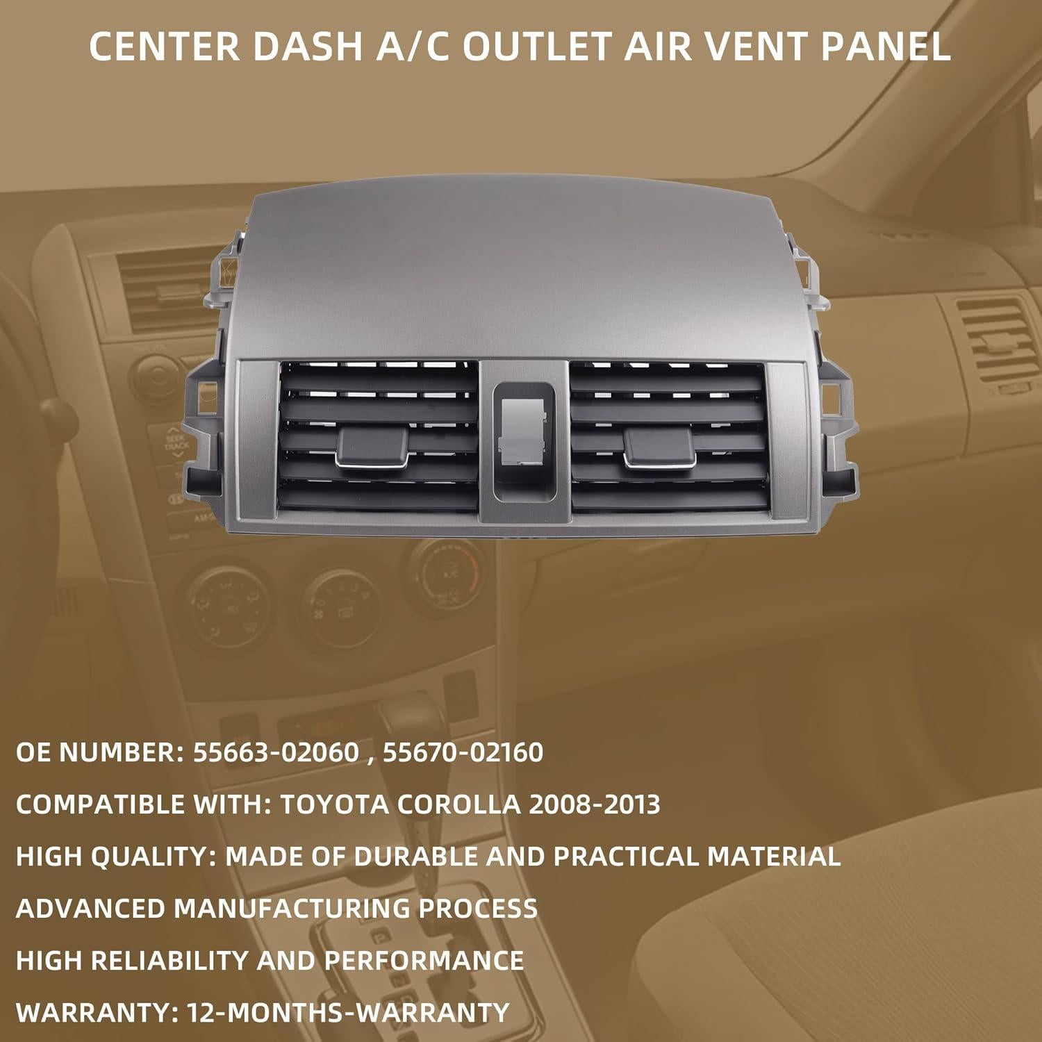 Panel de Rejilla de Aire Acondicionado Dasbecan Toyota Corolla 2008-2013