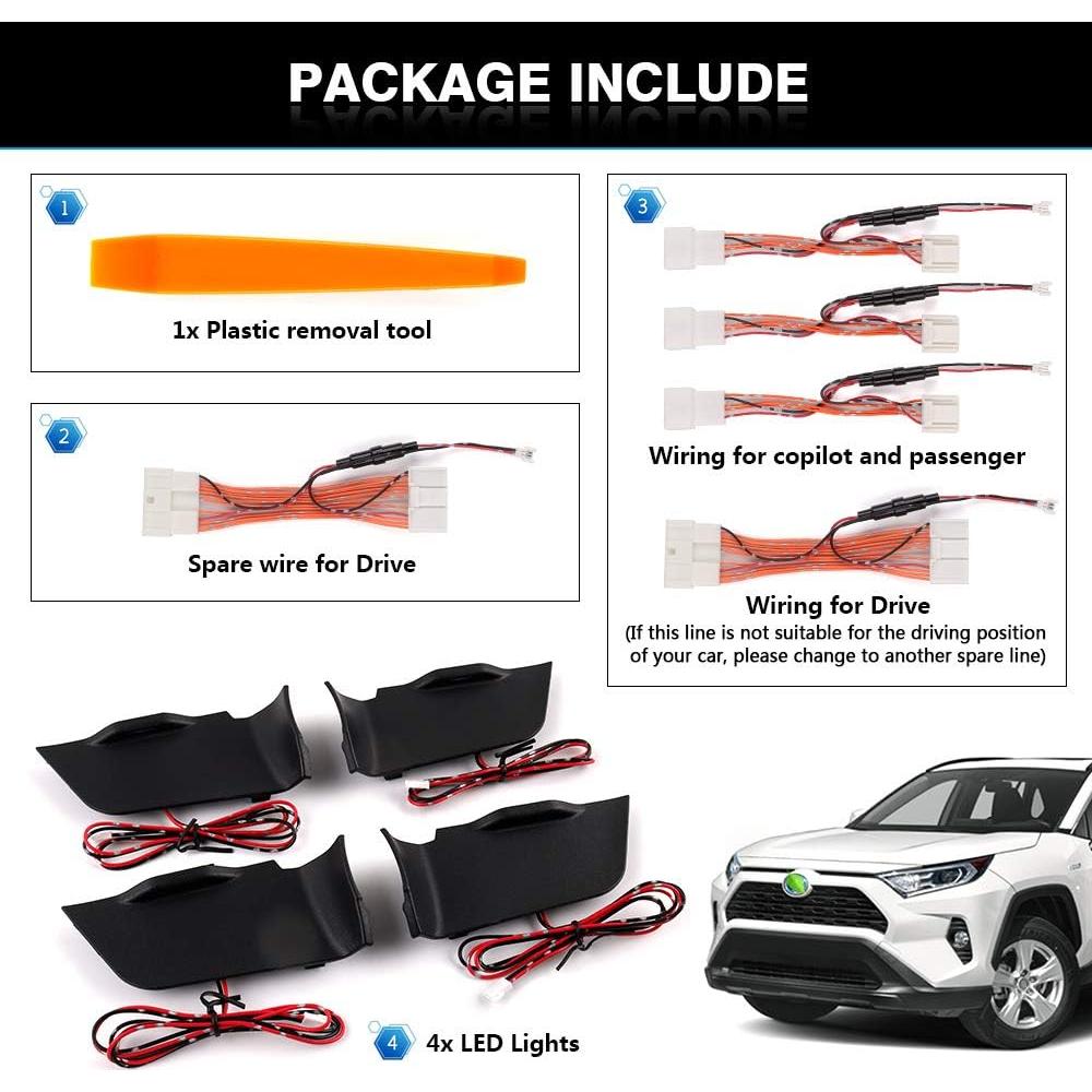 Luces LED de Mango de Puerta Interior Powerty para Toyota RAV4 2019-2025 - 4PCS Azul