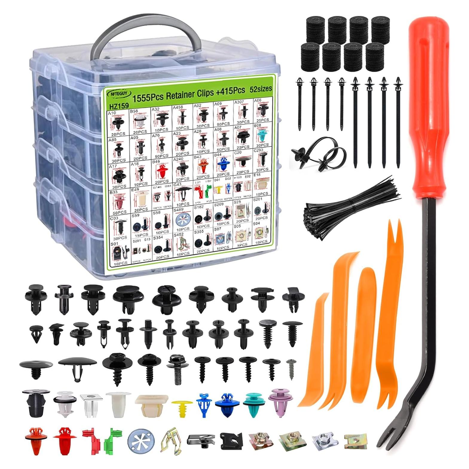 Kit de Clips Automotrices Niteguy 1970 Piezas 52 Tamaños