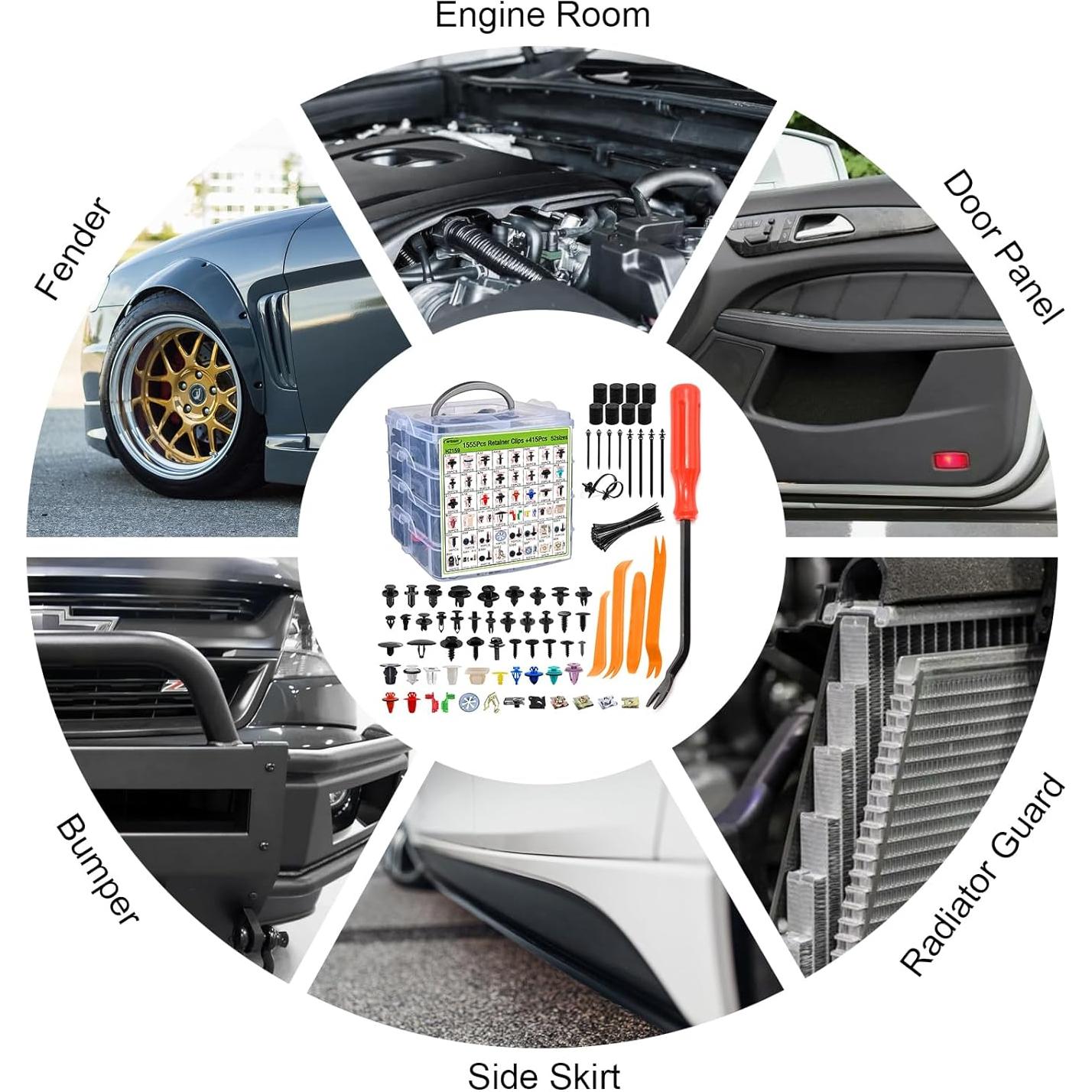 Kit de Clips Automotrices Niteguy 1970 Piezas 52 Tamaños