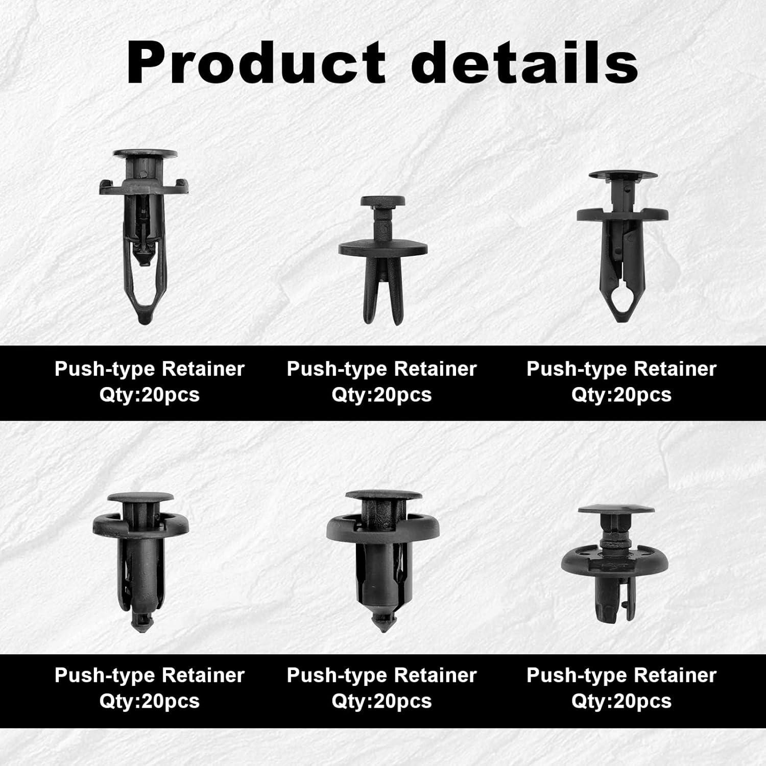 Kit 120 Clips de Retención Automotriz TOPCNOEM 6.8-10mm