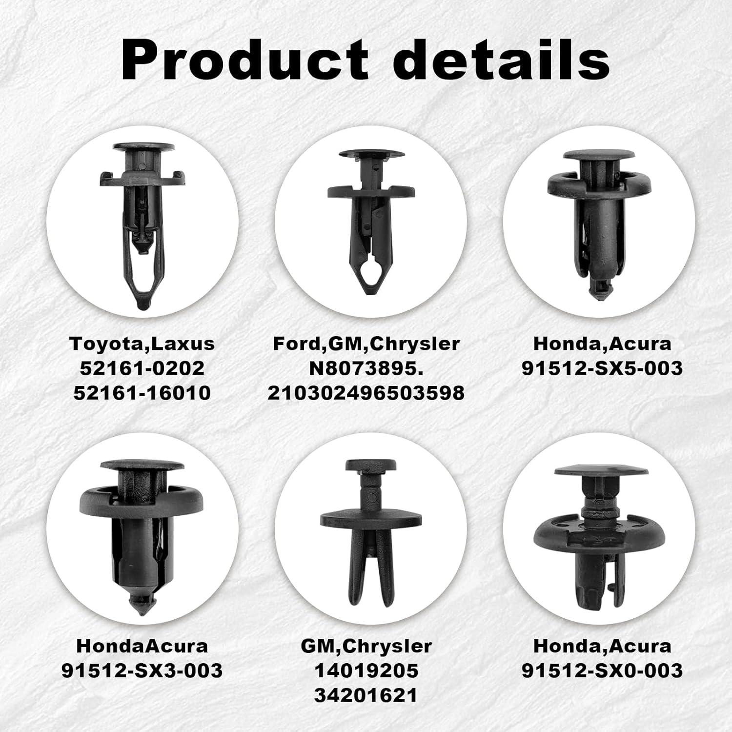 Kit 120 Clips de Retención Automotriz TOPCNOEM 6.8-10mm