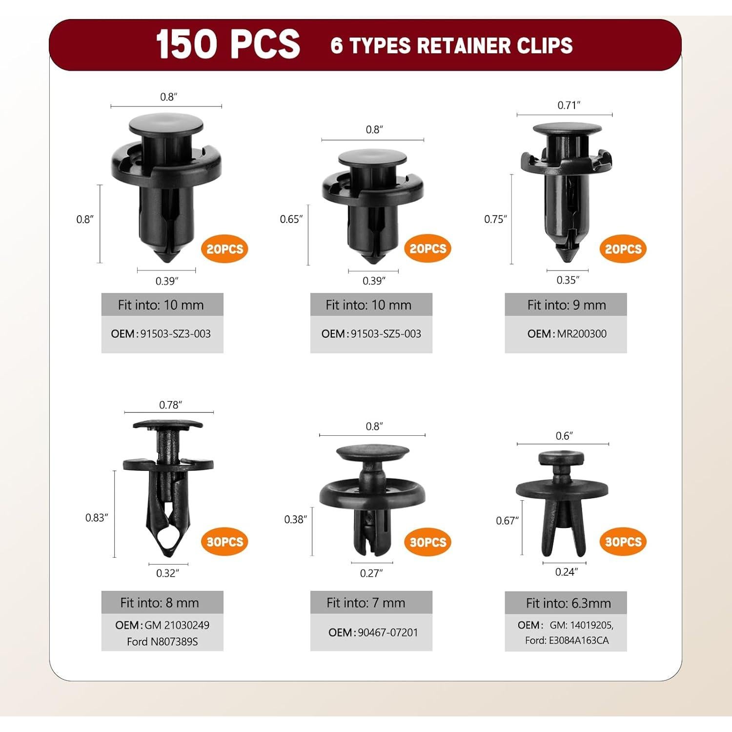 Kit de Clips de Retención Xislet 30 Pcs Universal Automotriz