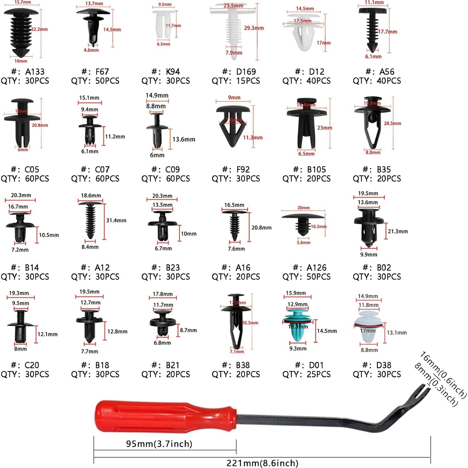Kit de Clips de Retención para Automóviles Medoon 801 PCS