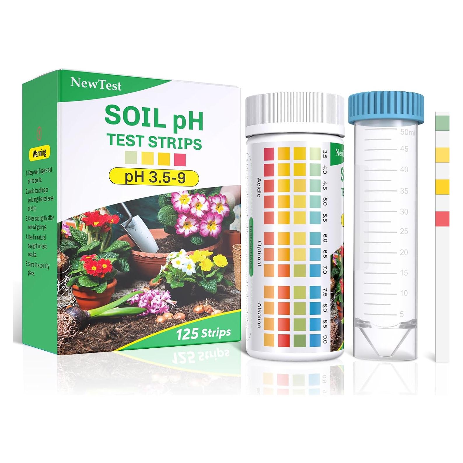Kit de Prueba de pH del Suelo NewTest 125 Tiras y Cilindros