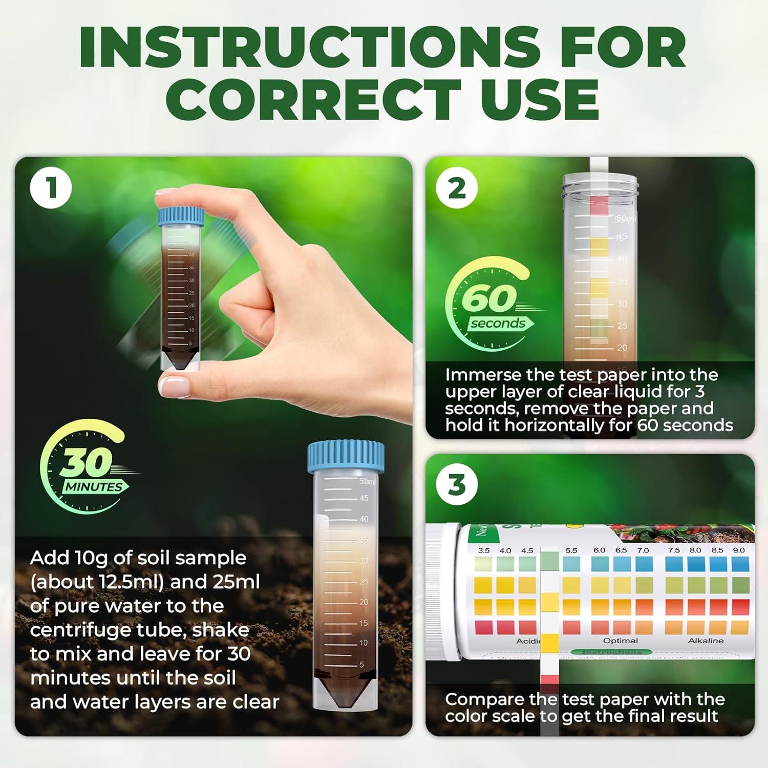 Kit de Prueba de pH del Suelo NewTest 125 Tiras y Cilindros