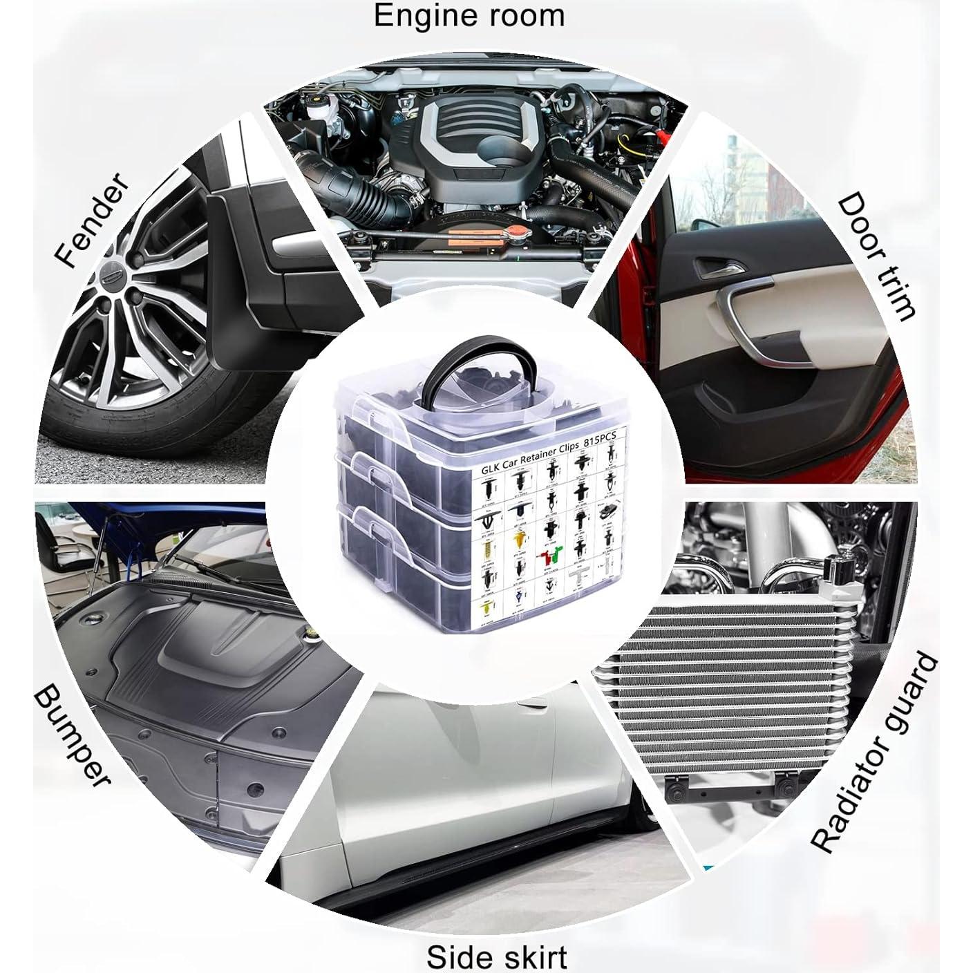 Kit 860 Clips de Retención de Coche GLK 25 Tamaños Azul