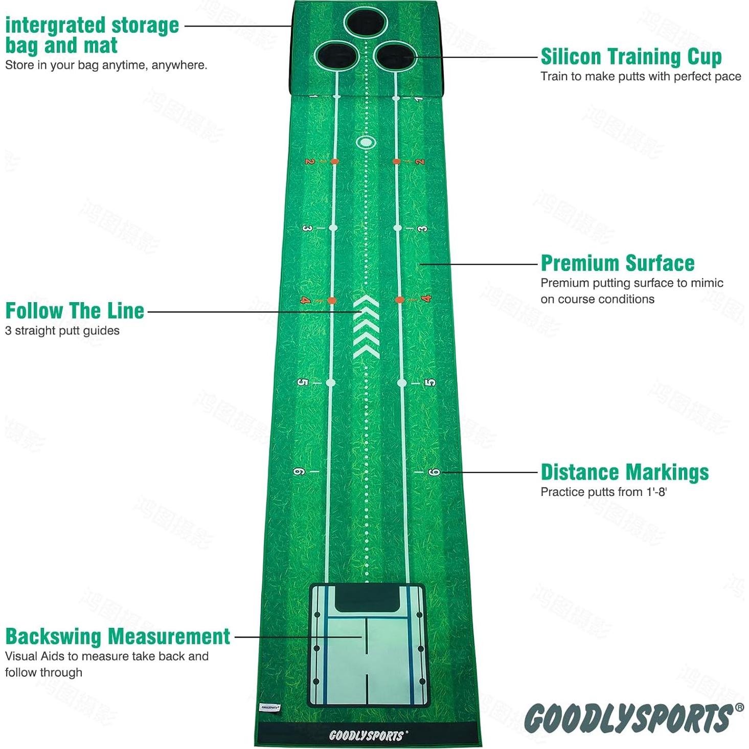 Tapete de Golf Portátil GOODLYSPORTS 228,6x45,7cm con Pelotas