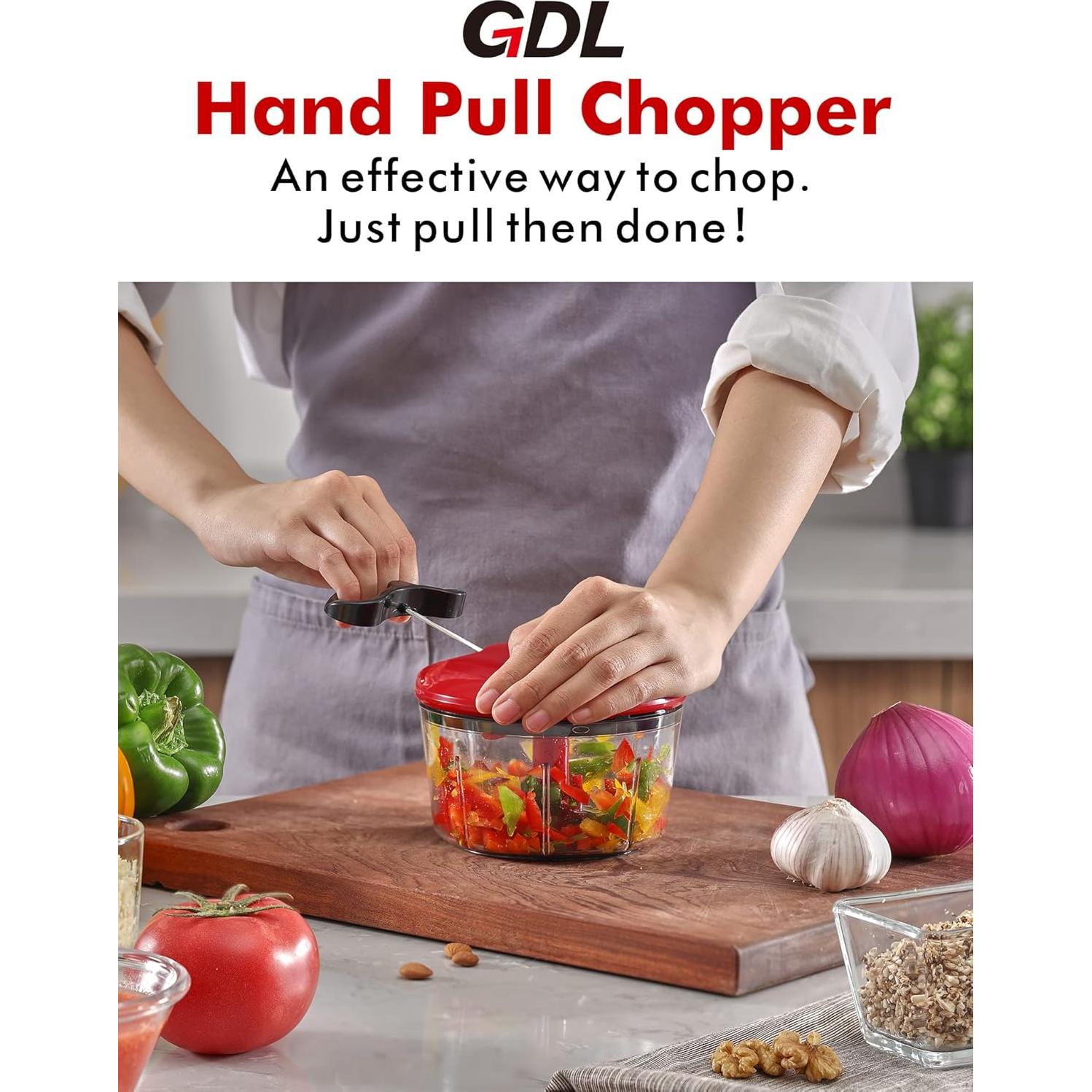 Picador de Alimentos Manual GDL-329 0.6L Acero Inoxidable