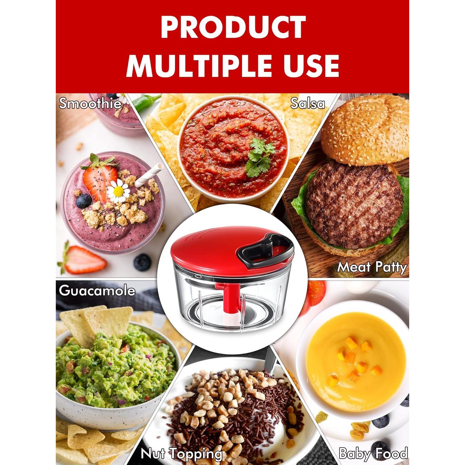 Picador de Alimentos Manual GDL-329 0.6L Acero Inoxidable