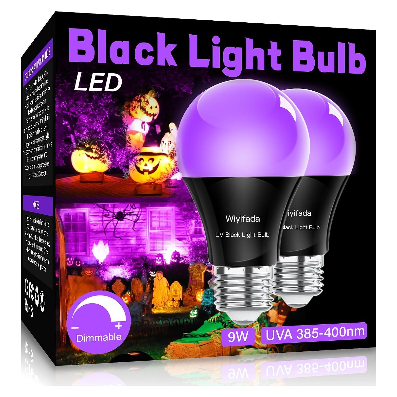 Bombillas LED Luz Negra Wiyifada A19 9W 2 Paquetes