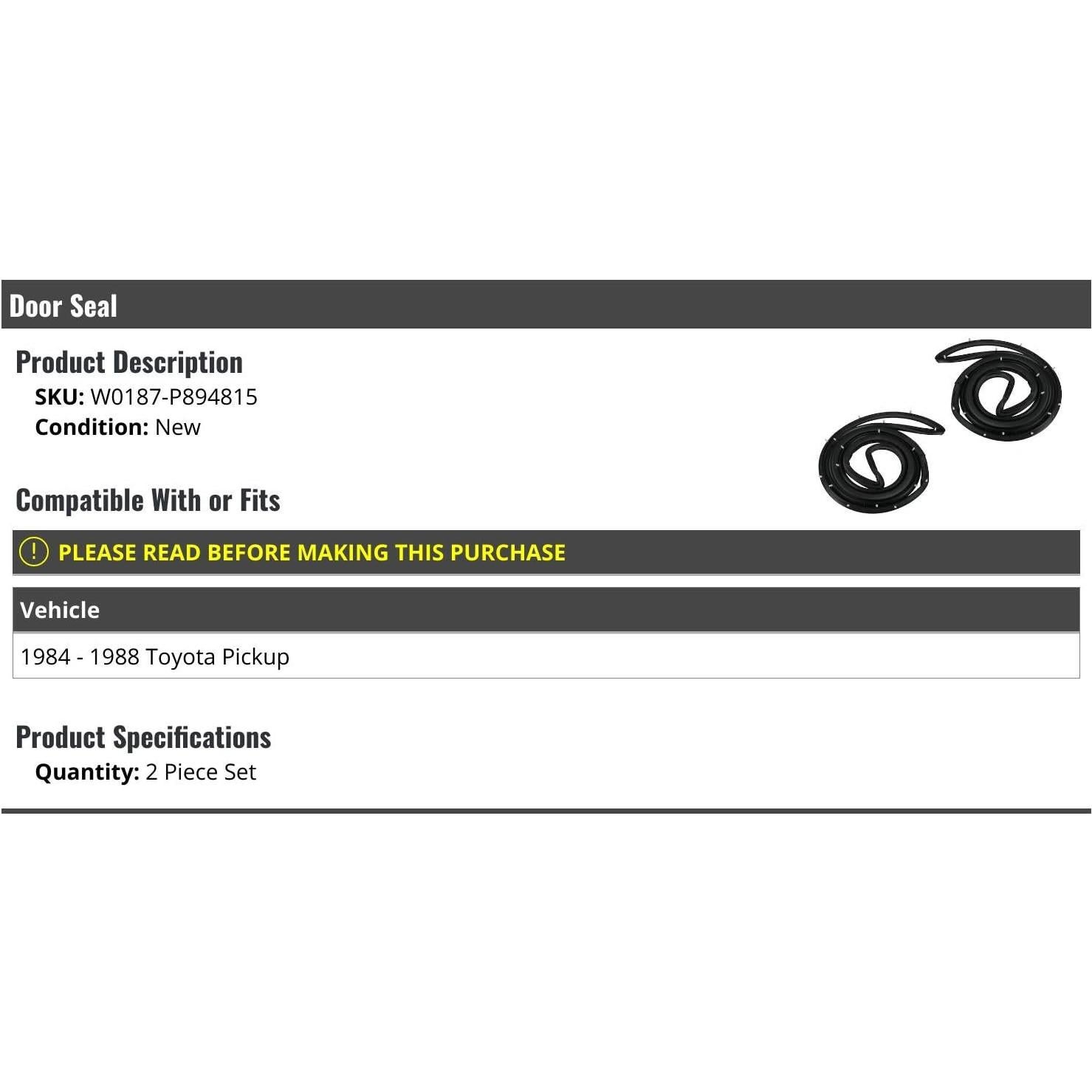 Juego de Sello de Puerta 2 Piezas Marketplace Auto Parts