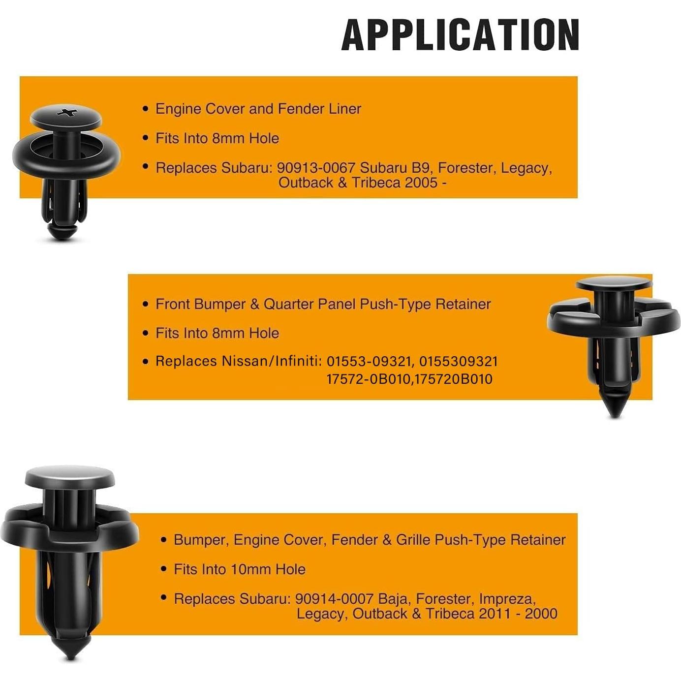 GOOACC 100 Sujetadores Tipo Empuje para Subaru GRC-80