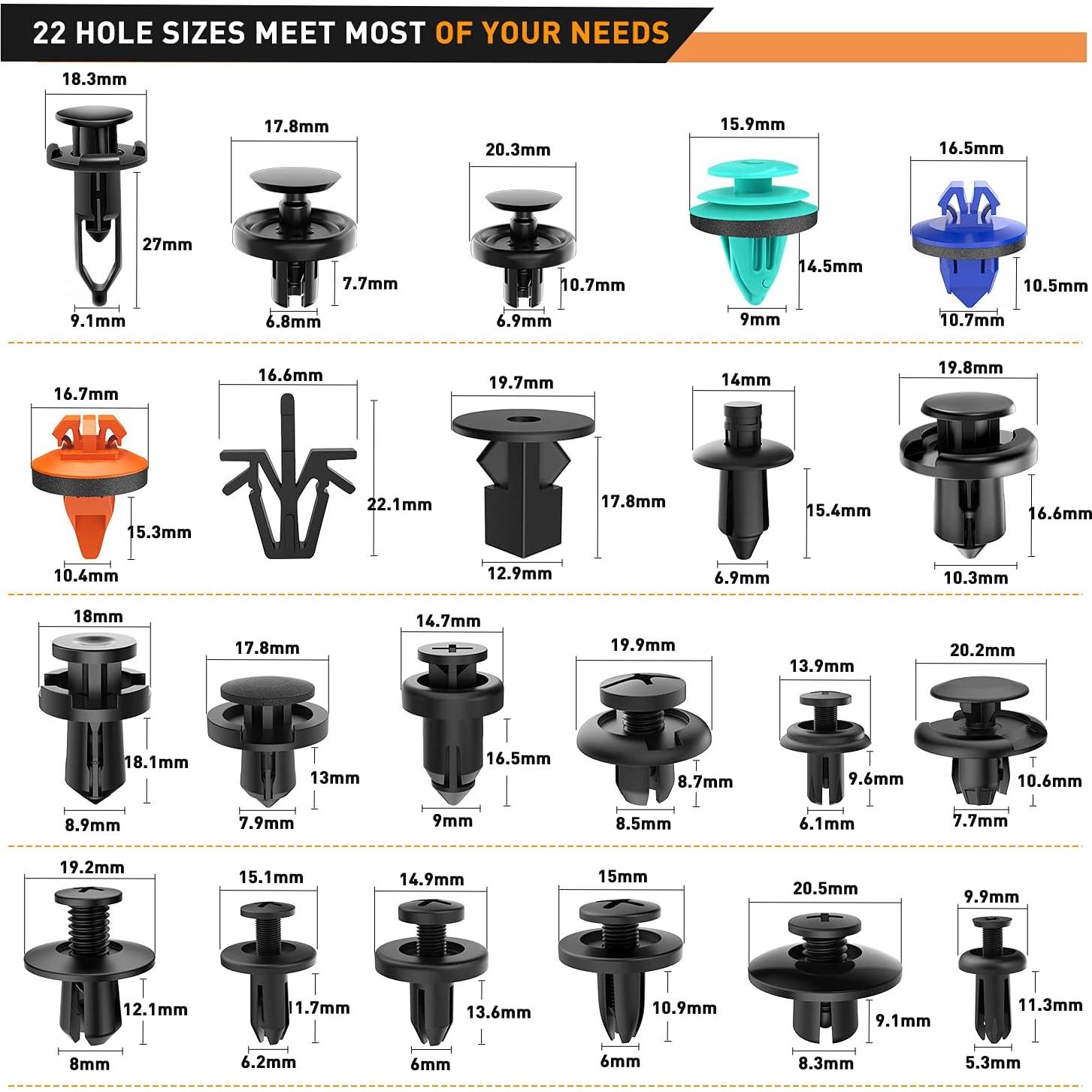 GOOACC 680 Piezas Clips de Retención para Automóviles Nylon