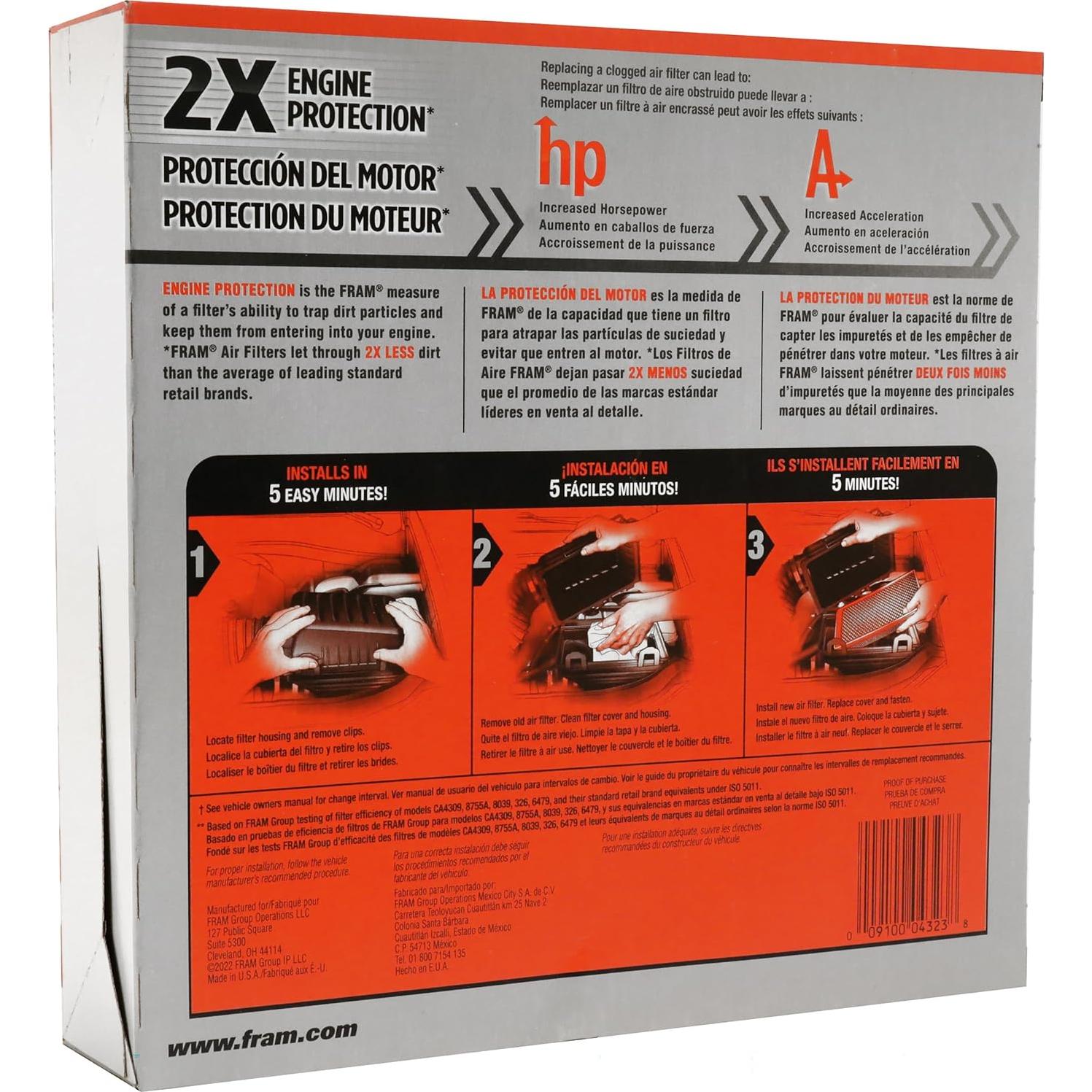 Filtro de Aire FRAM Extra Guard CA9762 para Lexus y Toyota