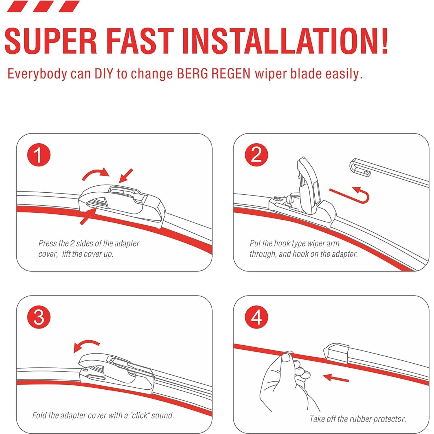 Cuchillas de Limpiaparabrisas BERG REGEN 24+18 cm para Toyota y más