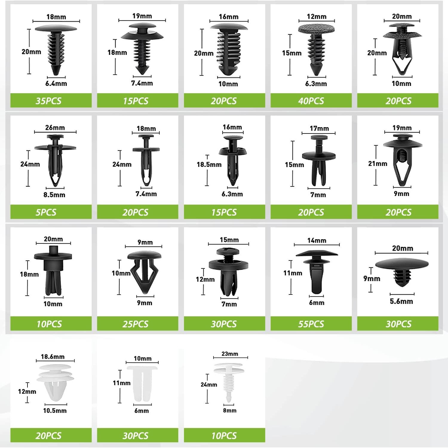 Kit de Clips de Retención Frokom 415pcs Nylon Automóvil