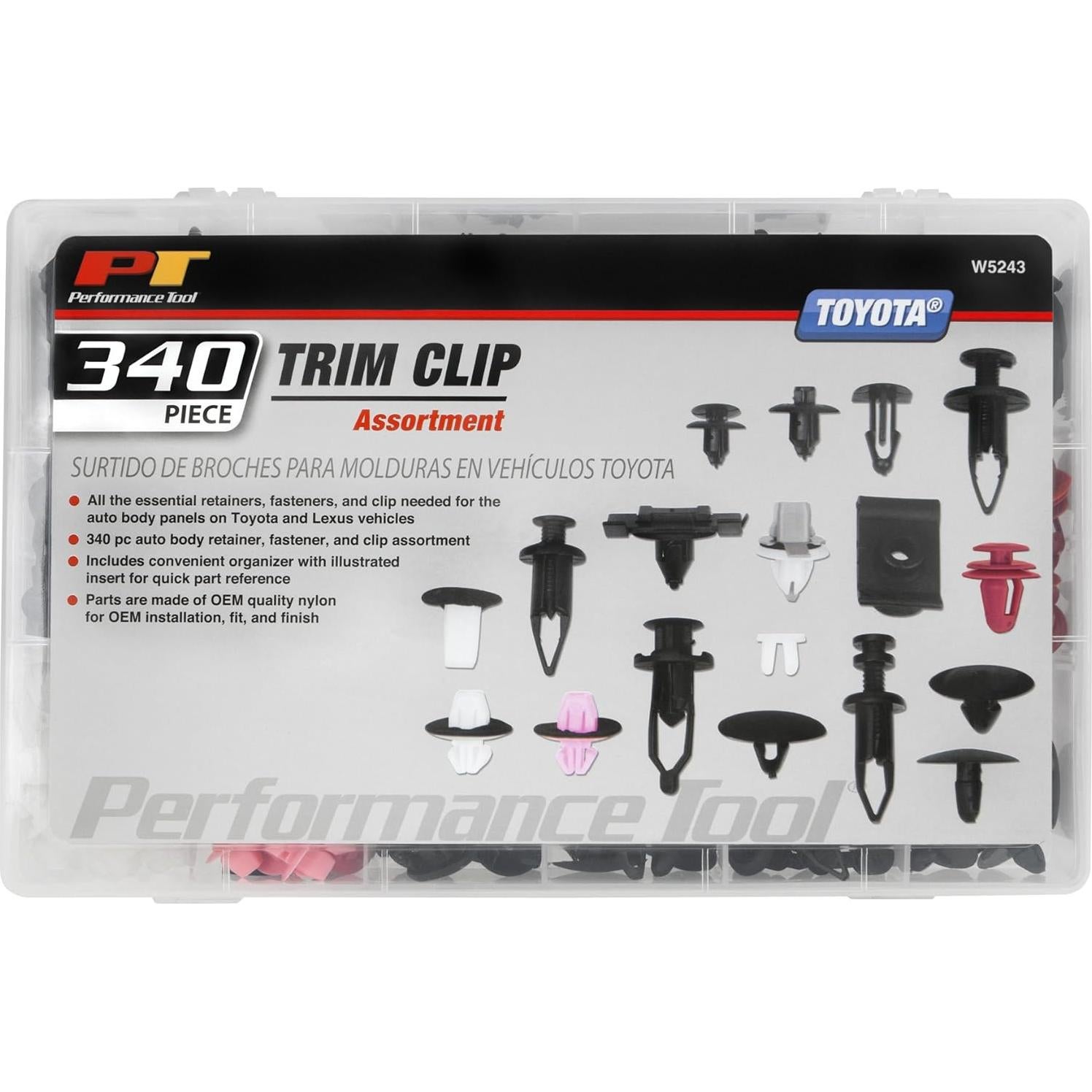 Kit 340 Clips de Acabado Performance Tool para Toyota y Lexus