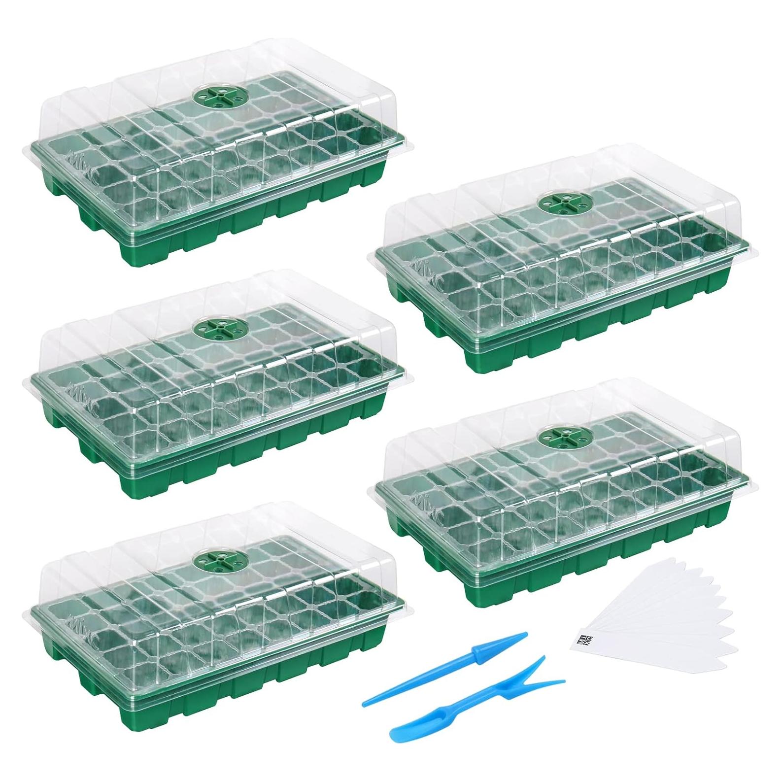 MIXC Bandejas de Plántulas 5 Piezas con Domo de Humedad