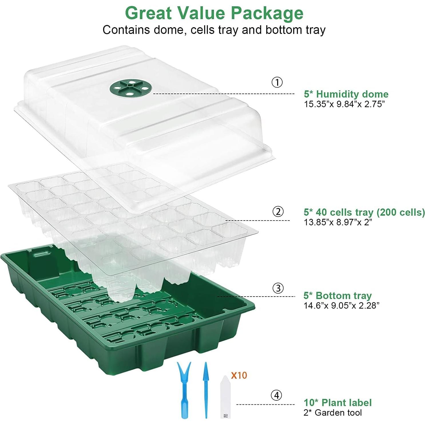 MIXC Bandejas de Plántulas 5 Piezas con Domo de Humedad