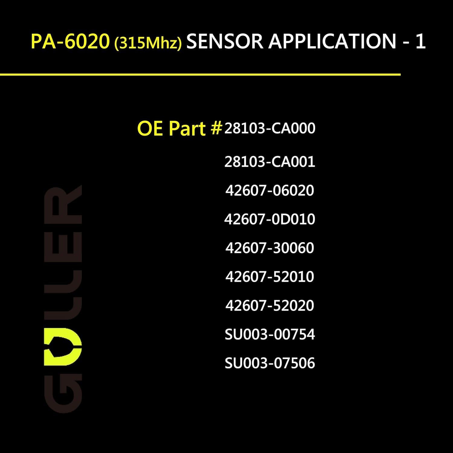 Sensor de Presión Neumáticos TPMS GULLER PA-6020-4 4-Pack