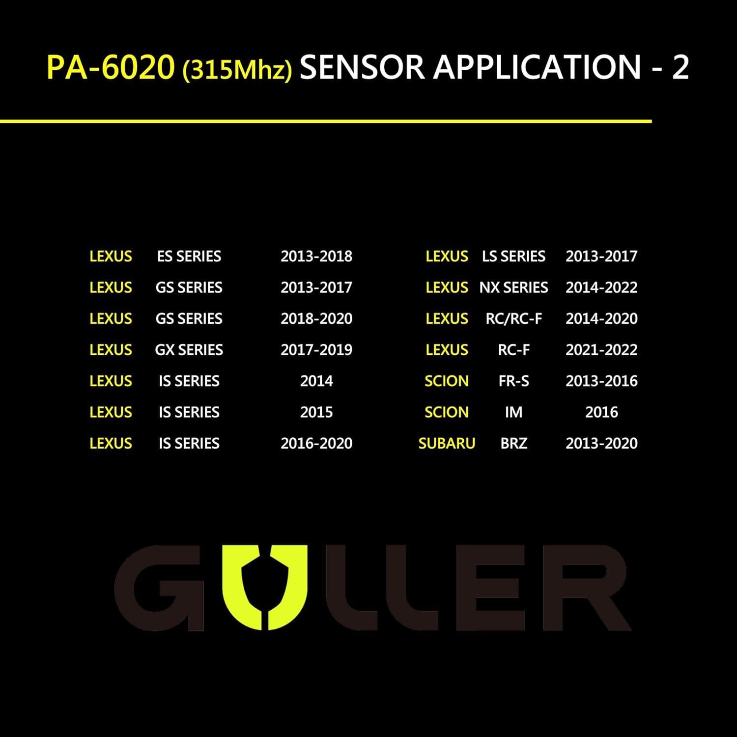 Sensor de Presión Neumáticos TPMS GULLER PA-6020-4 4-Pack